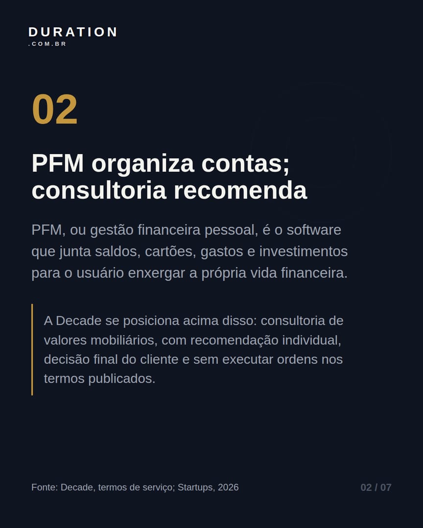 Slide 2 de 7: PFM organiza contas; consultoria recomenda
