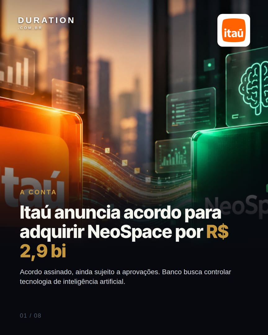 Slide 1 de 8: Itaú anuncia acordo para adquirir NeoSpace por R$ 2,9 bi