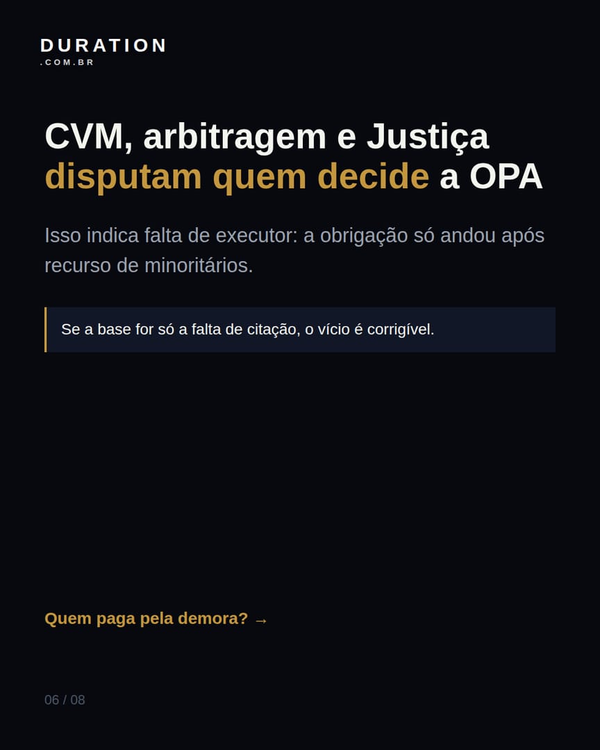 Slide 6 de 8: CVM, arbitragem e Justiça disputam quem decide a OPA