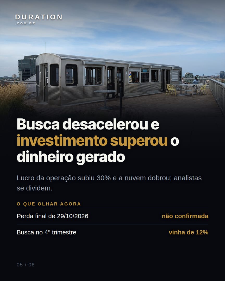 Slide 5 de 6: Busca desacelerou e investimento superou o dinheiro gerado