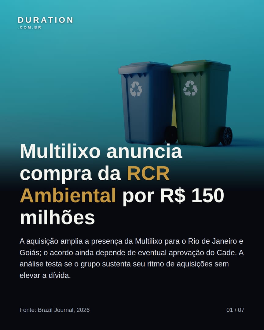 Slide 1 de 7: Multilixo anuncia compra da RCR Ambiental por R$ 150 milhões