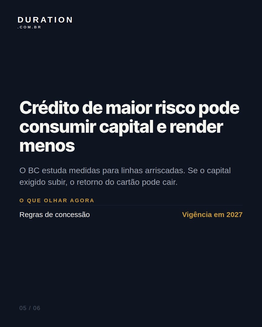 Slide 5 de 6: Crédito de maior risco pode consumir capital e render menos